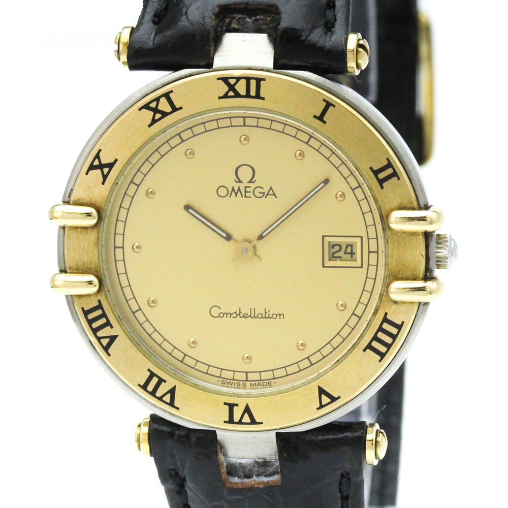 OMEGA Constellation Date 18K Gold Steel Mens Watch 196.0360 Polished